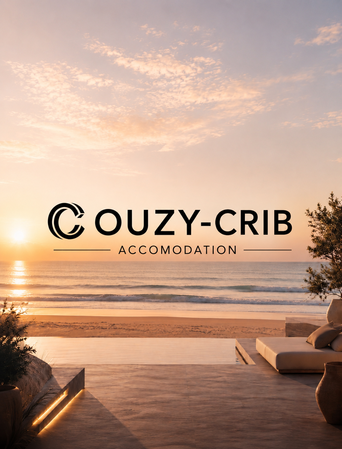 Couzy Crib Accommodation — beachfront sunset